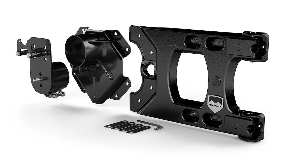 4838150 – TERAFLEX Spare Tire Carrier, Tailgate Mount/ Tailgate Hinge Mount 37 Inch Maximum Tire Size Black Aluminum ...